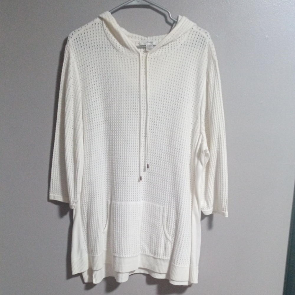 Women's CJ Banks Cream Swim Cover Size 3X